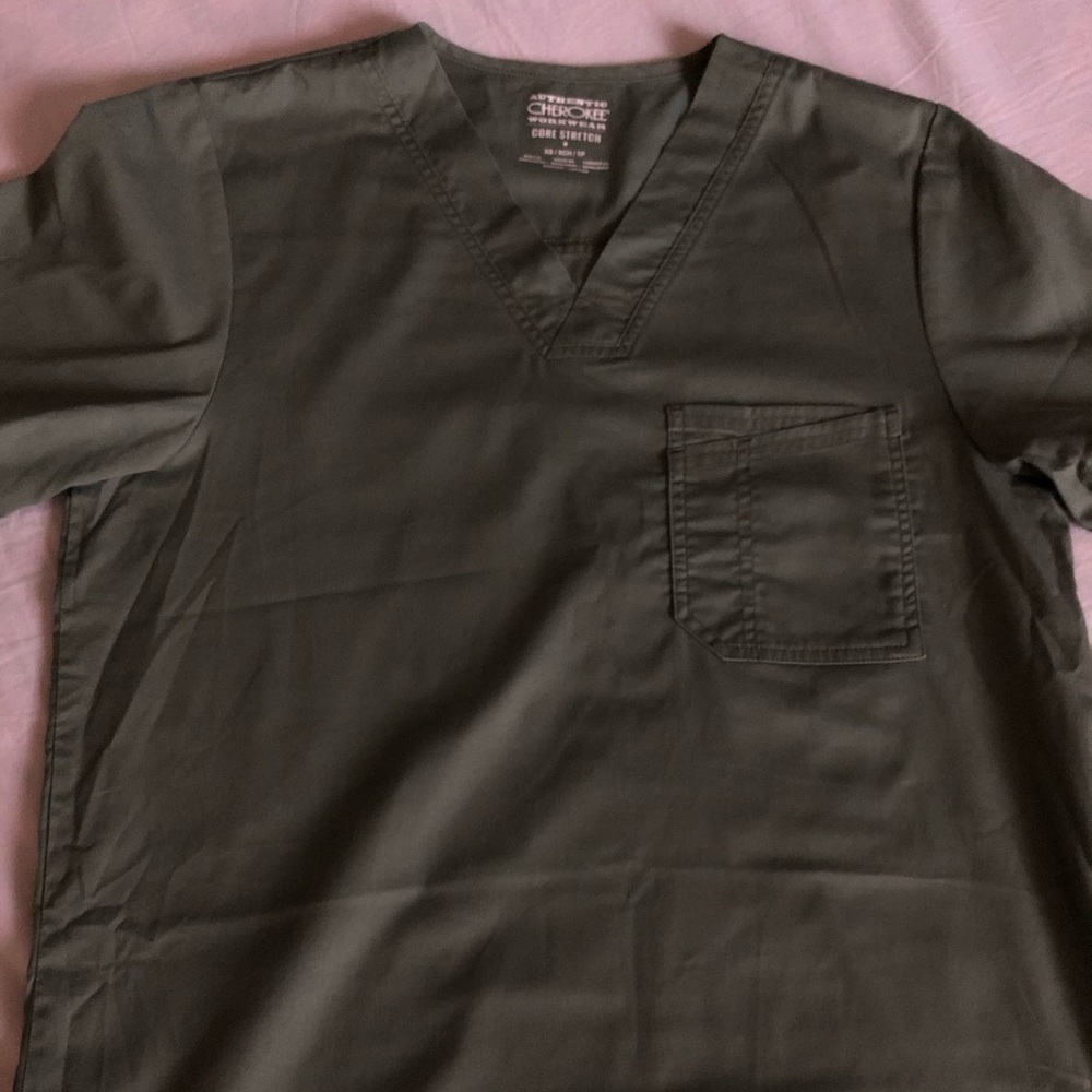 Cherokee Workwear Scrubs| Top+Bottom Olive Green S